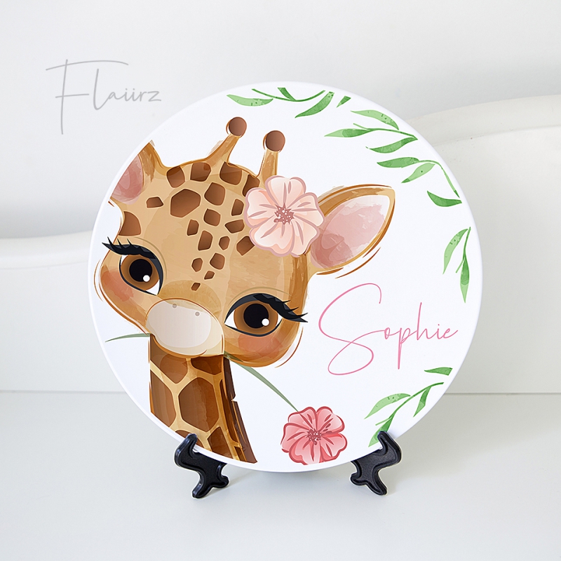 FLAIIRZ Giraf met bloemen bord met naam