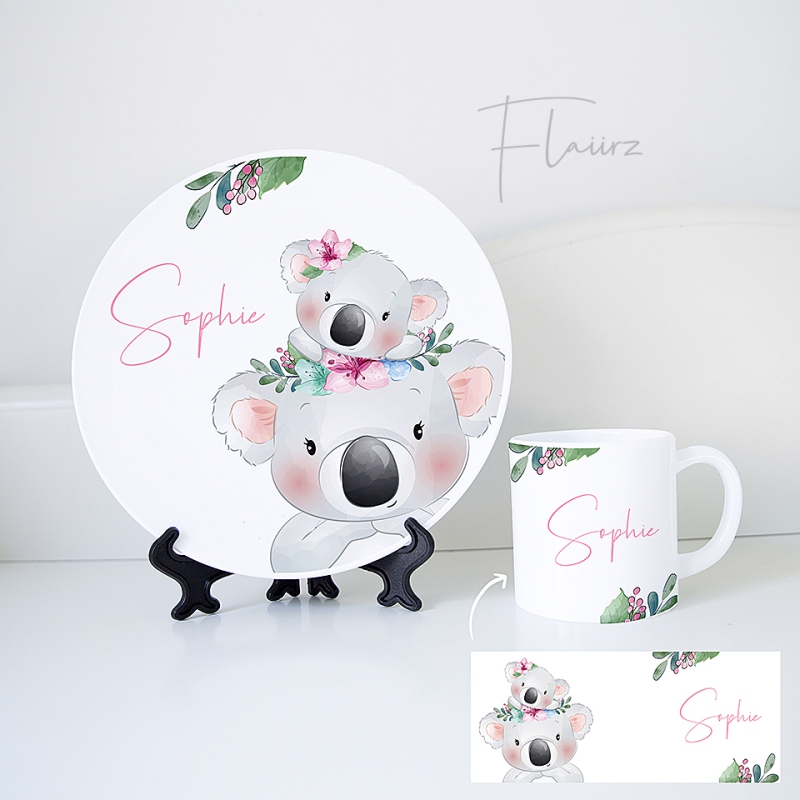 FLAIIRZ Koala met kleine koala serviesset met naam