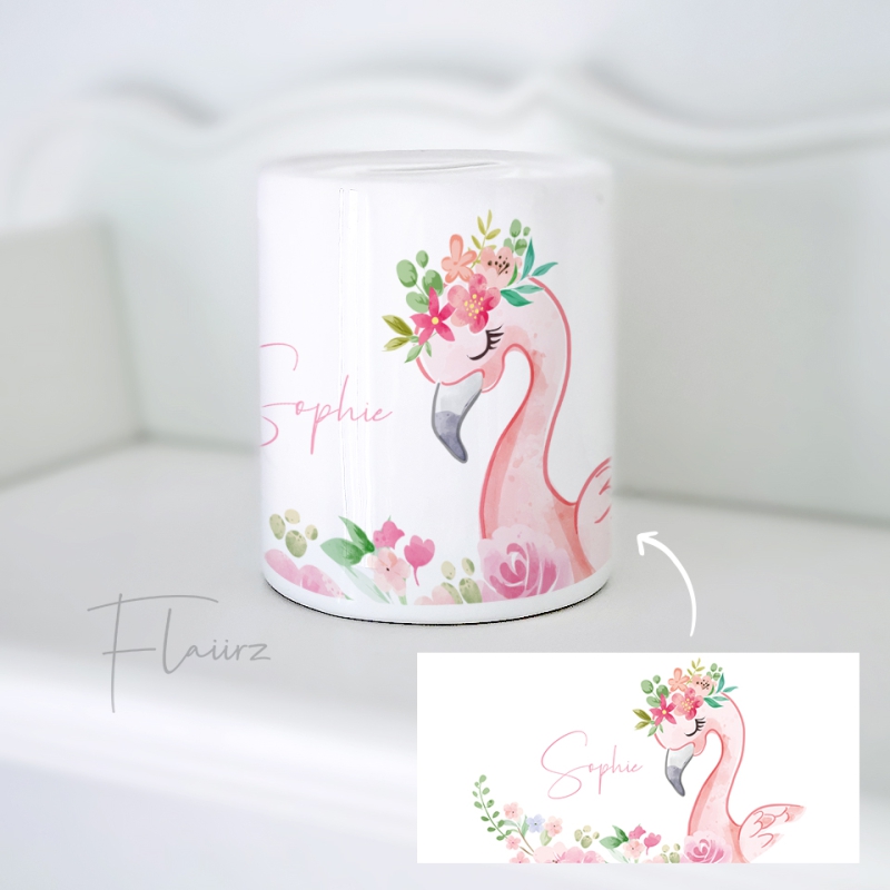 FLAIIRZ Flamingo met bloemen spaarpot