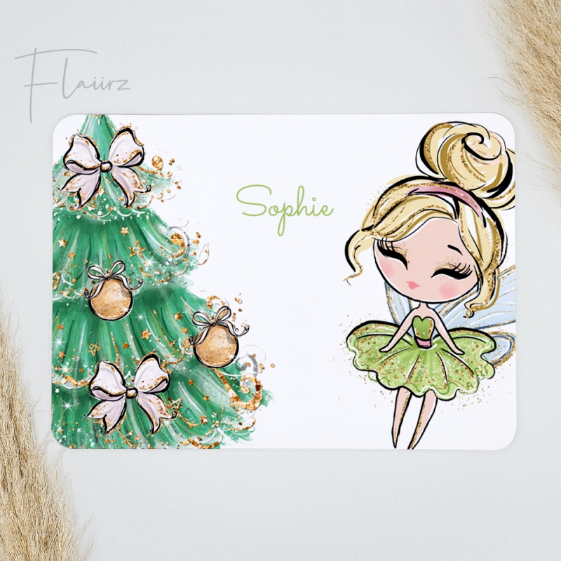 FLAIIRZ elf met groene jurk kerst placemat