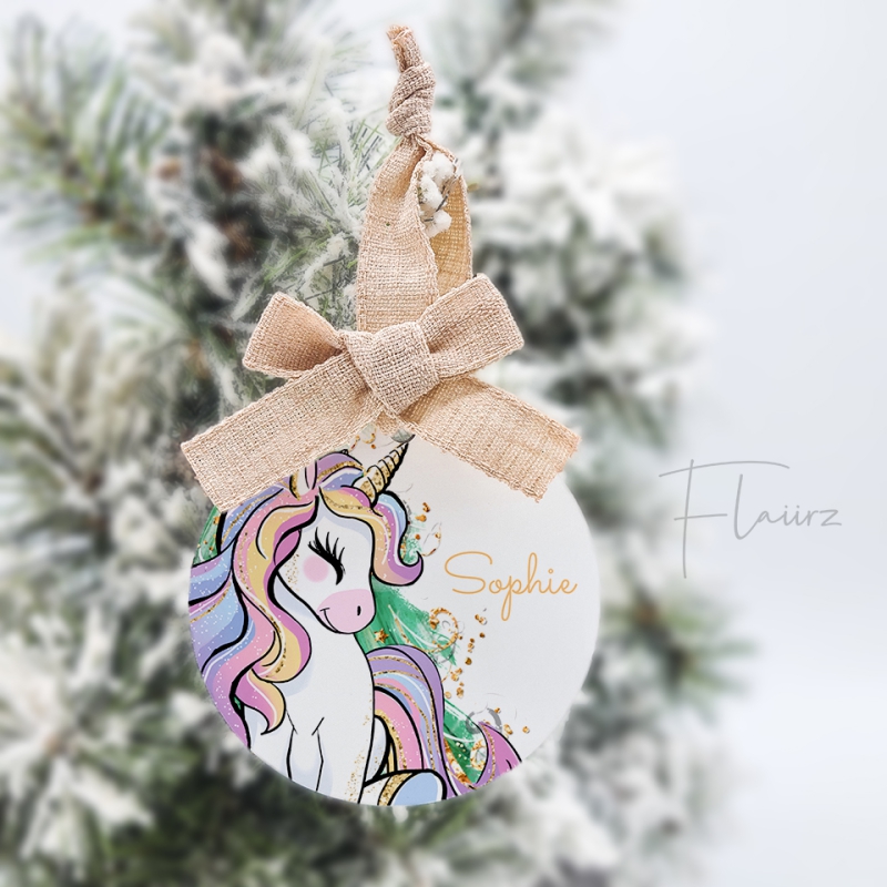 FLAIIRZ Unicorn kerstbal linnen