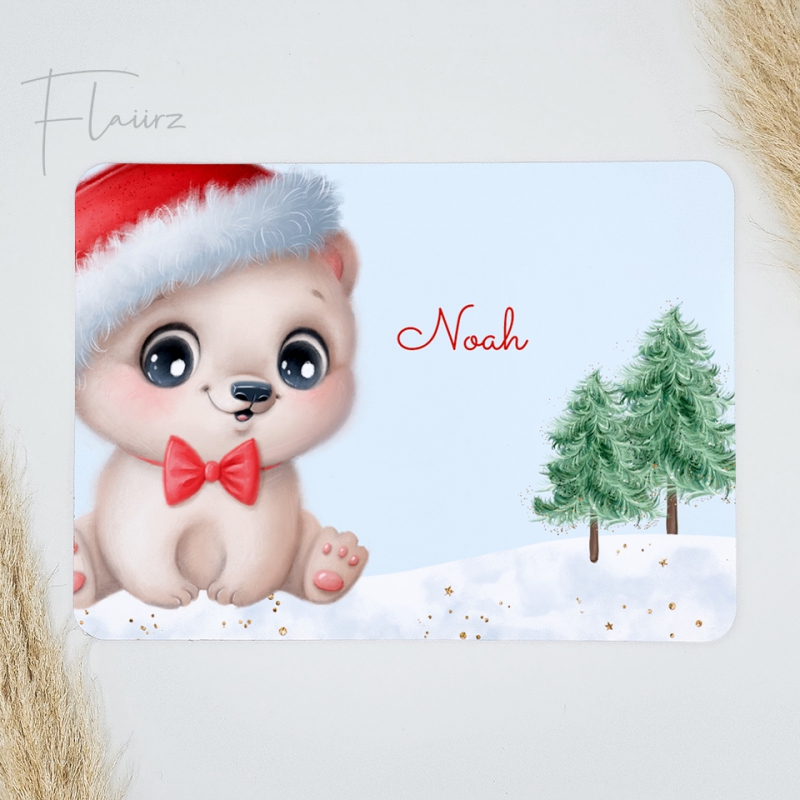 FLAIIRZ Witte kerst beer kerst placemat