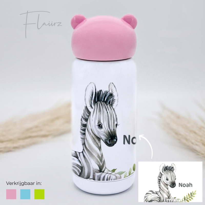 Zebra drinkfles roze FLAIIRZ