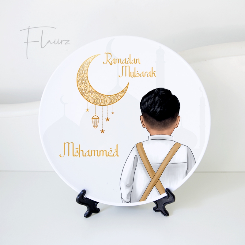 Ramadan Mubarak bord met naam jongen
